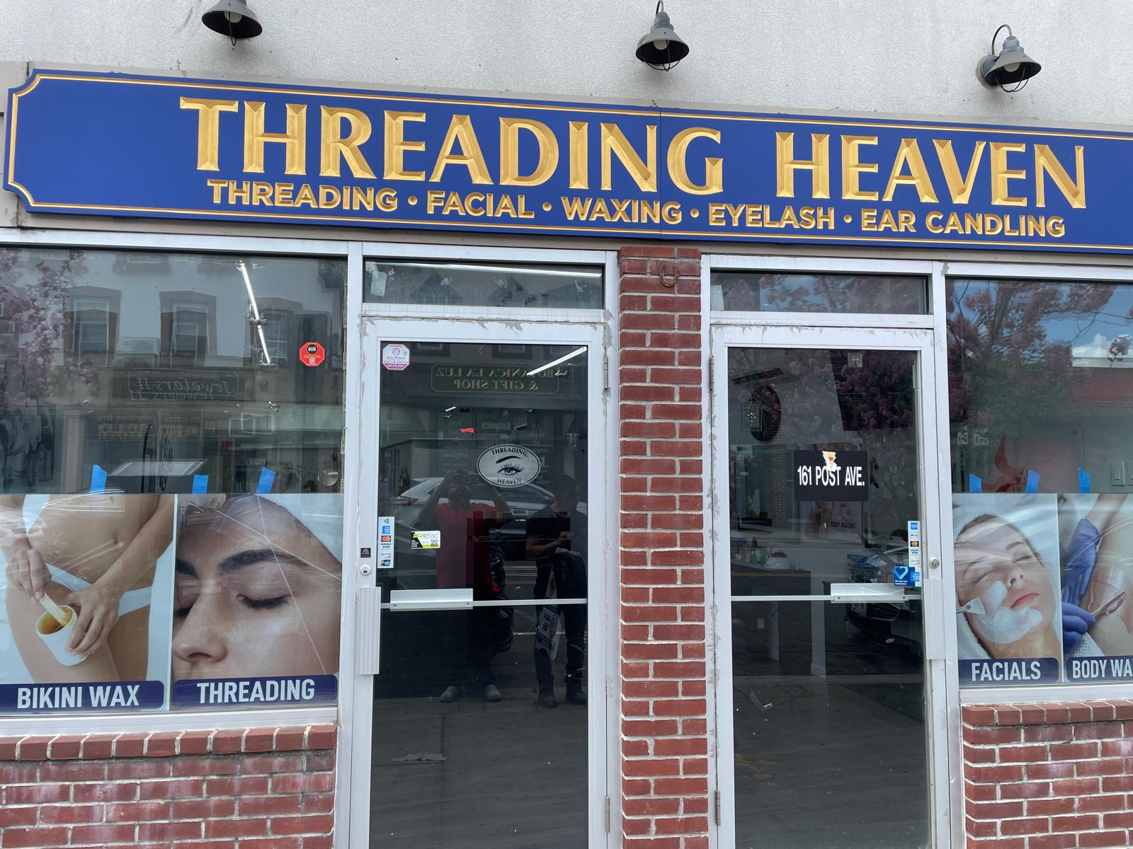 Threading Heaven storefront on Post Avenue, Westbury